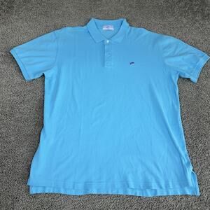 Southern Tide Skipjack Polo Shirt Mens XL 42 Blue Solid Cotton Logo Casual